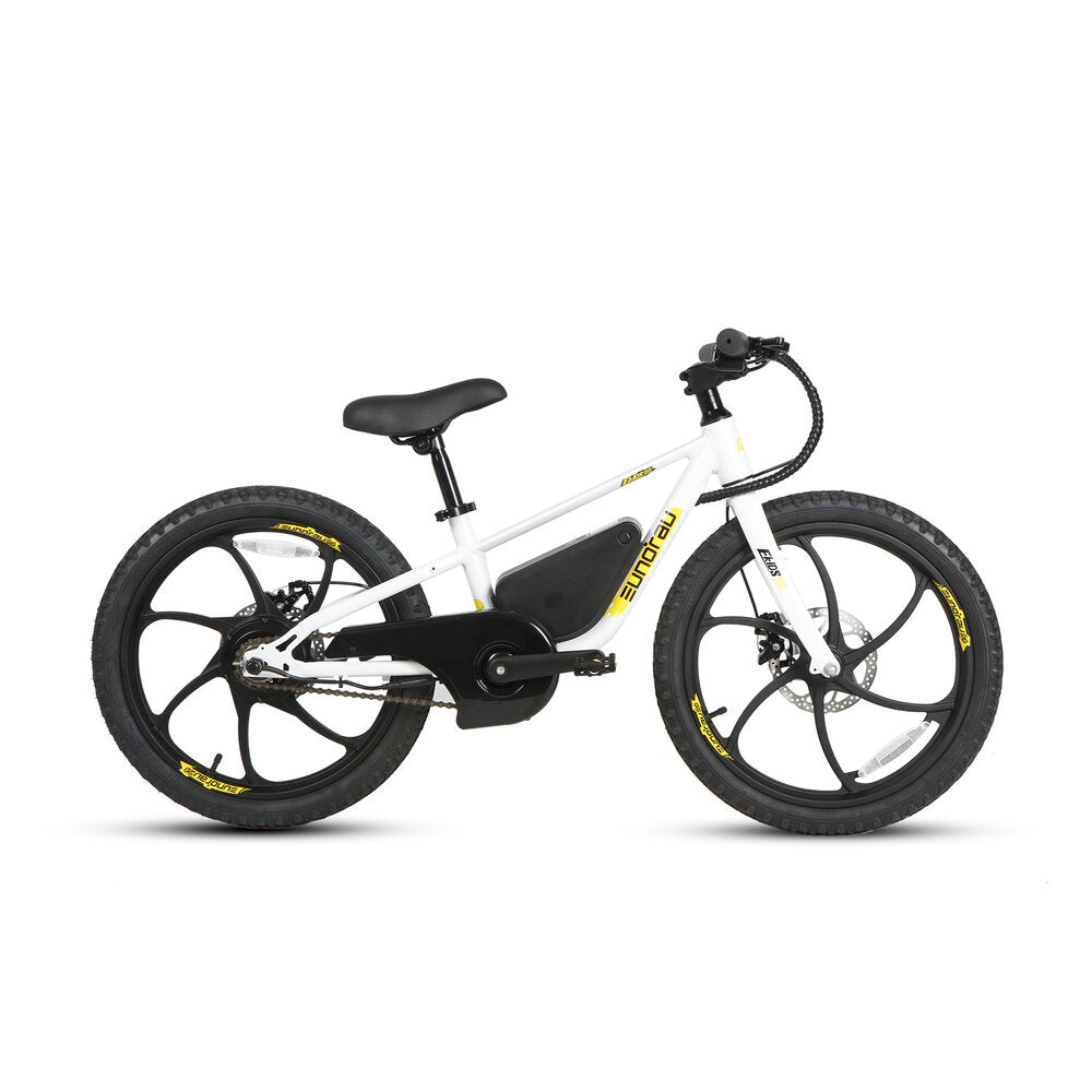 E-Kids Electric Bike 8+Speed Options 10/15/20MPH Cloud White