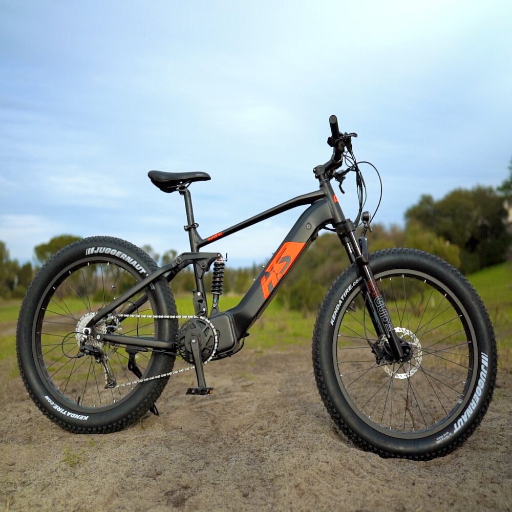 FAT-HS Mid-Drive Mountain eBike - Full suspension, 4" fat tires, 160Nm torque. 