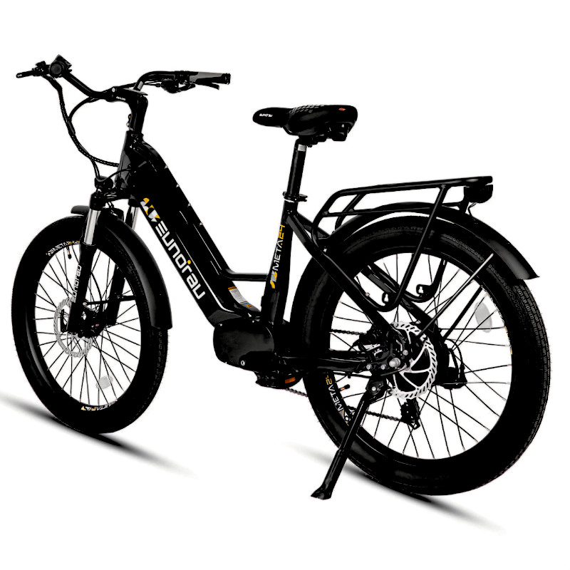 Stylish and robust META24/26-ST 2024 e-bike in dark charcoal, perfect for urban and off-road adventures.