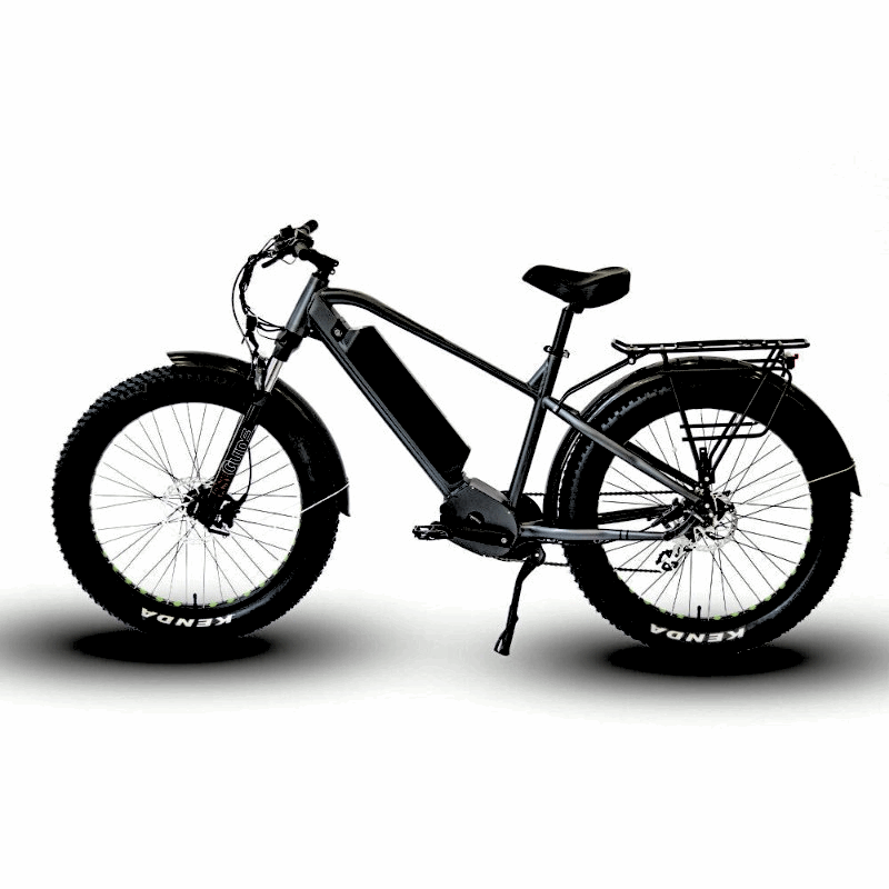 FAT-HD Gray 1000W Mid-Drive 4 inch Kenda Krusade Fat Tire 160 Torque eBike