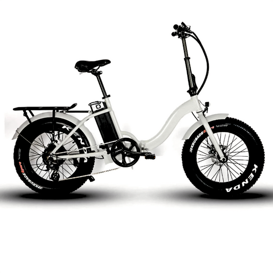 White E-FAT-STEP Foldable All-Terrain E-Bike with 4" Kenda Tires