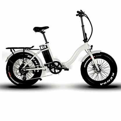 E-FAT-STEP Foldable All-Terrain E-Bike with 4 inch Kenda Tires White