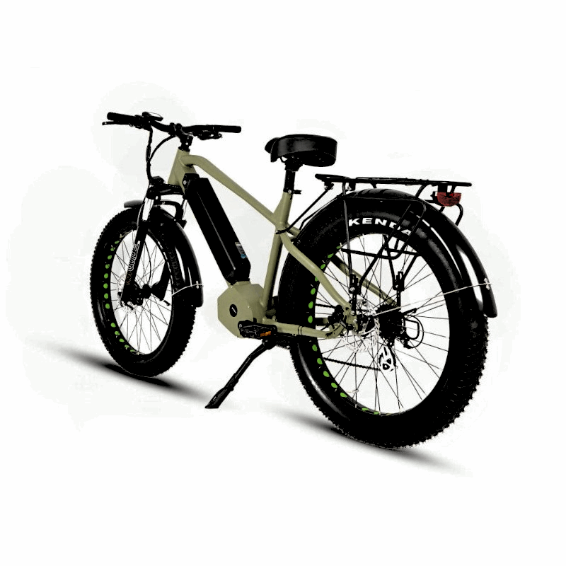 FAT-HD Green 1000W Mid-Drive 4 inch Kenda Krusade Fat Tire 160 Torque eBike