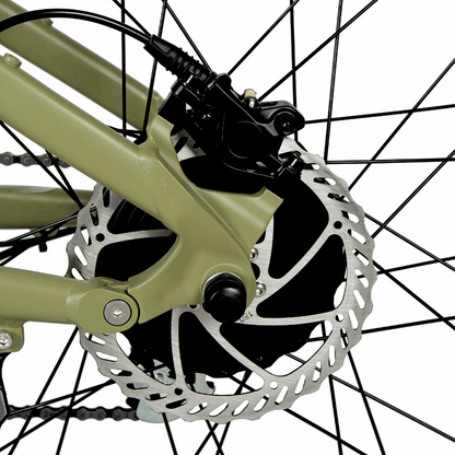 Hydraulic disc brakes with 180mm rotors, offering powerful and sensitive braking performance with a motor cut-off switch, designed to ensure control and safety in all weather conditions.