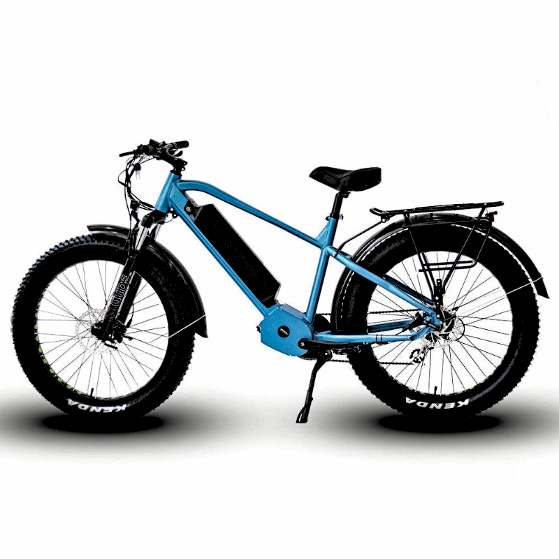 FAT-HD Blue 1000W Mid-Drive 4 inch Kenda Krusade Fat Tire 160 Torque eBike