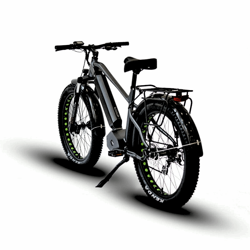 FAT-HD Gray 1000W Mid-Drive 4 inch Kenda Krusade Fat Tire 160 Torque eBike