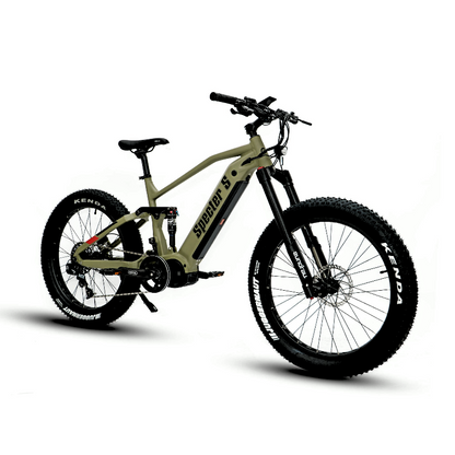 SPECTER-S Angled View Army Green All-Terrain Mid-Drive Full Suspension Extreme Mountain eBike