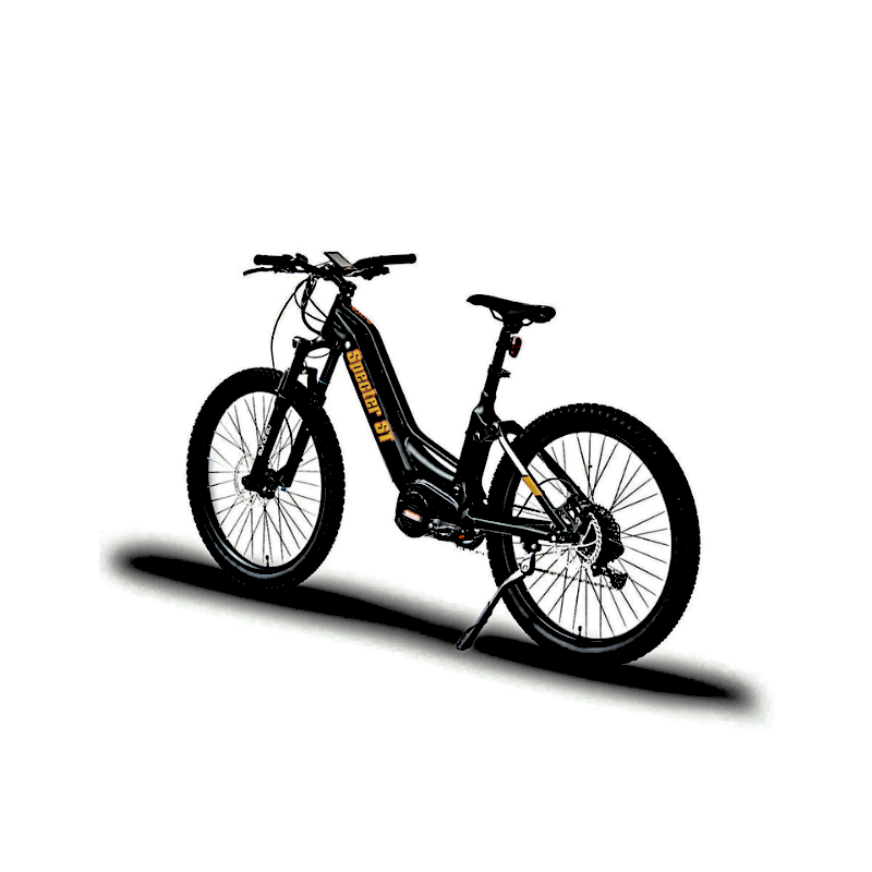 Rear view of the 2024 SPECTER-ST Full-Suspension Mid-Drive All-Terrain Elite Electric Mountain Bike BLACK