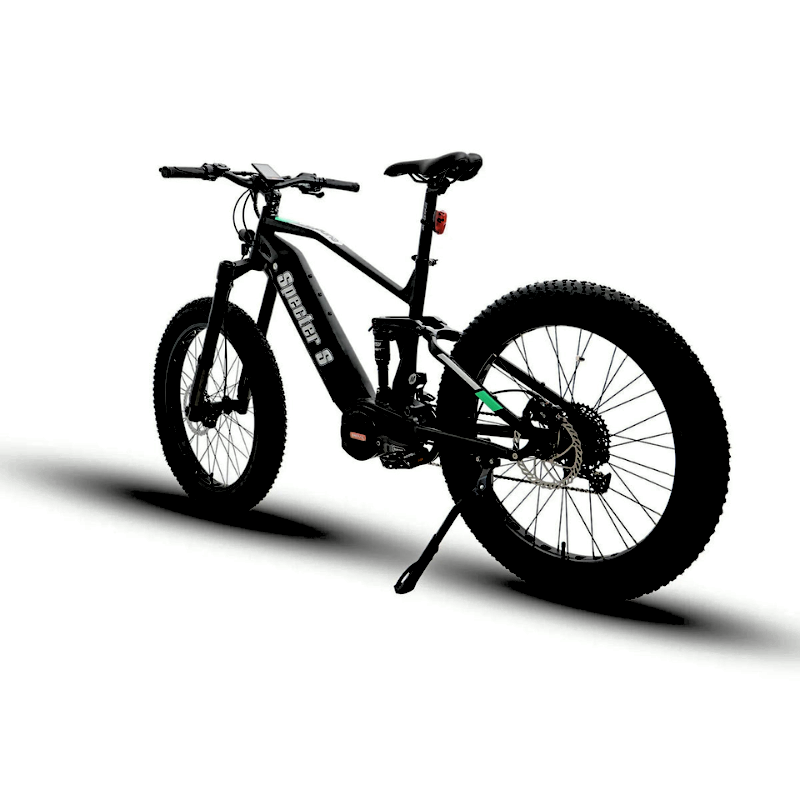 SPECTER-S Bike Rear View Black All-Terrain Mid-Drive Full Suspension Extreme Mountain eBike