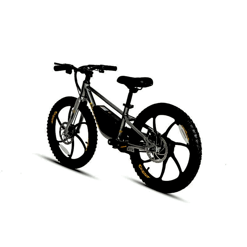 E-Kids Gray Electric Bike Eight Plus Speed Options 10/15/20MPH