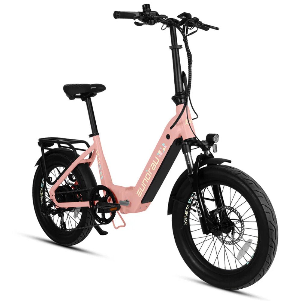 META FOLDABLE Step-Thru Pastel Pink eBIKE Electric Bike - Secondary View