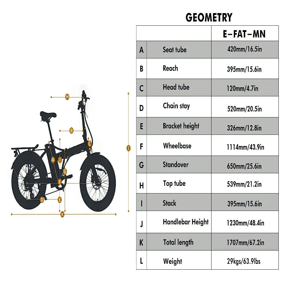 FAT-MN Folding eBike 20x4 Kenda Krusade Sports Tires Black