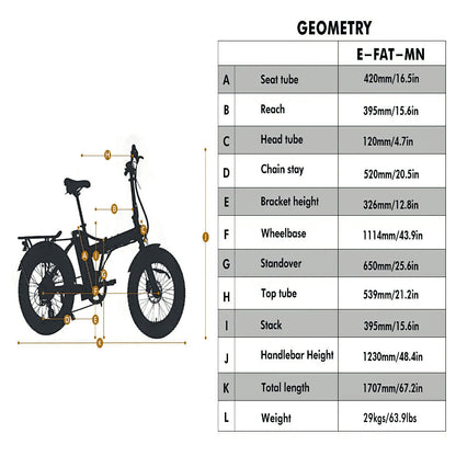 FAT-MN Folding eBike 20x4 Kenda Krusade Sports Tires Black