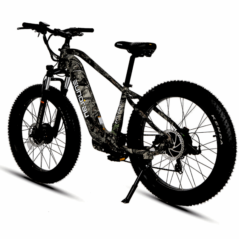 Stylish maple camo 26" FAT-AWD 26 E-Bike with high payload capacity and powerful performance.