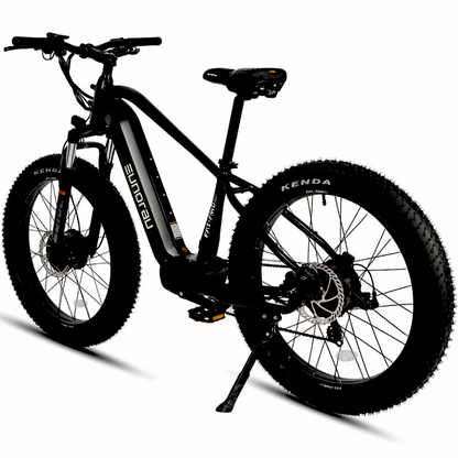 26" Fat Tire FAT-AWD 26 E-Bike in black, equipped with a BC182 LCD display and EUNORAU GO App support for enhanced riding experience.