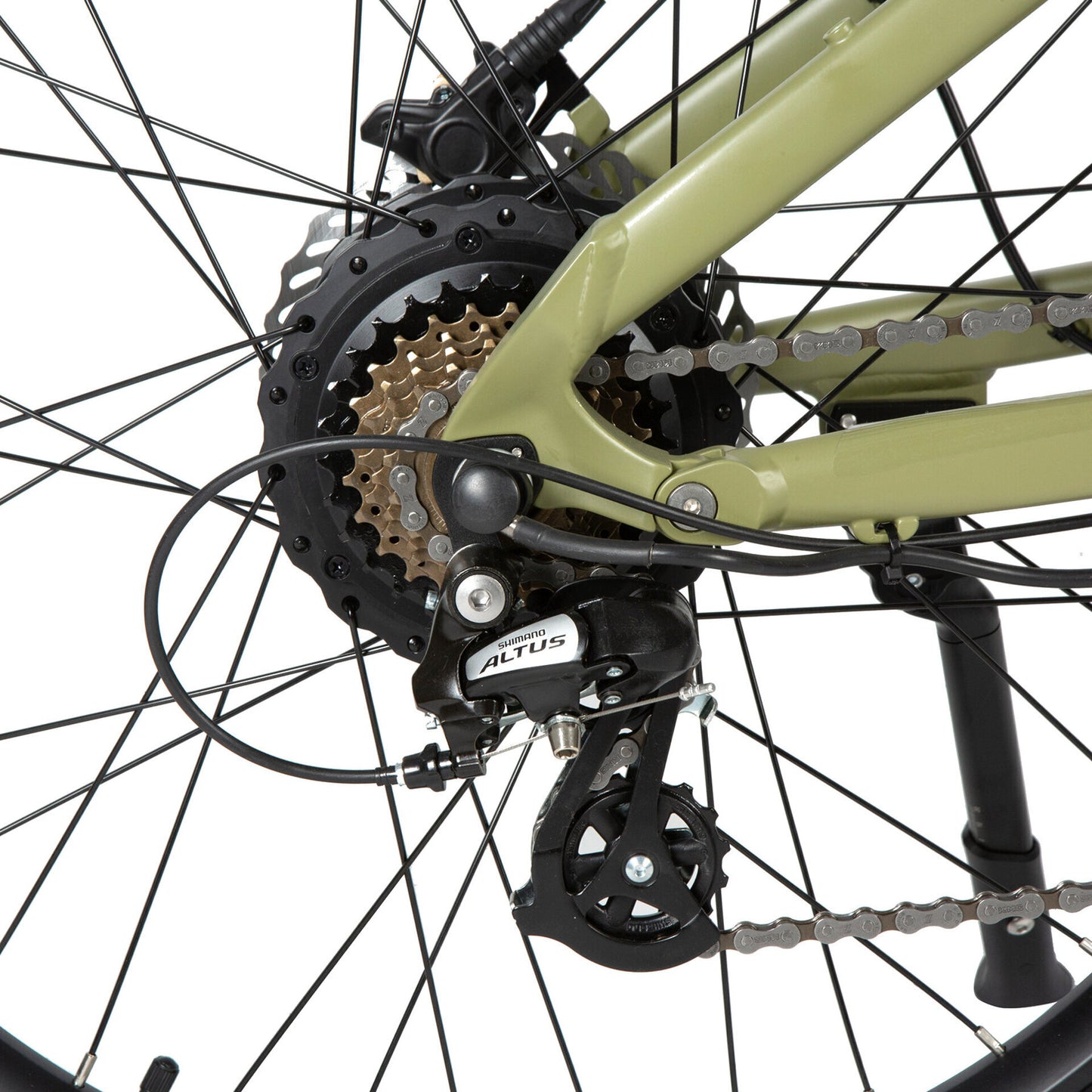 Eunorau Defender Full-Suspension 500W E-Bike - rear derailleur and cassette close-up
