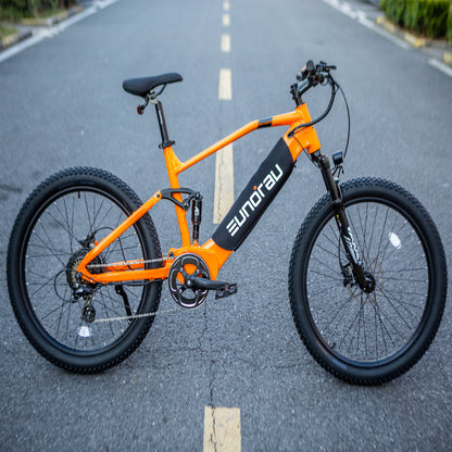 DEFENDER Full Suspension Mountain E-Bike Orange/Army Green/Safari