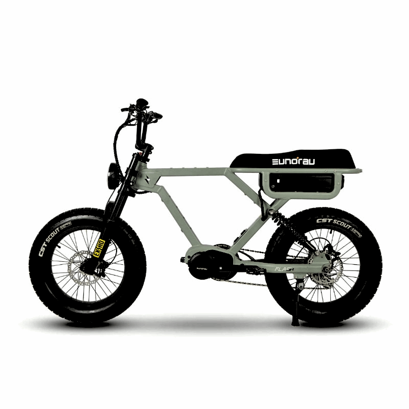 Side to Left View Lunar Dust Up to 220 Nm Torque FLASH Moped 3 simultaneous e-Bike Battery 220 Miles Endurance