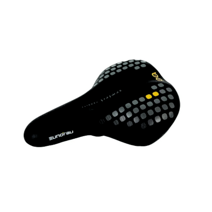 "Black Eunorau C7 eBike Saddle with elastomer spring suspension for all standard seat posts"