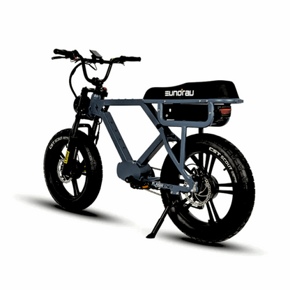 Rear Angle View of Moon Black FLASH Moped 3 simultaneous eBike Battery 220 Miles Endurance