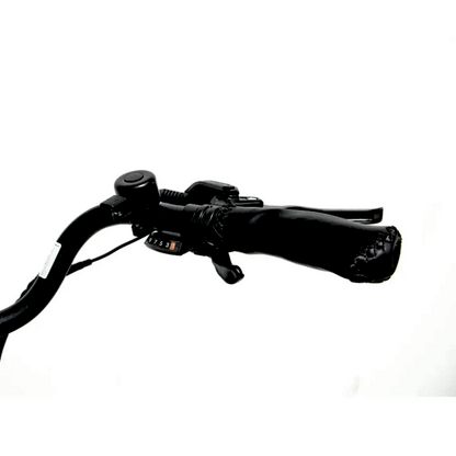 Side view of the META275 eBike handlebar display with brake and throttle controls.