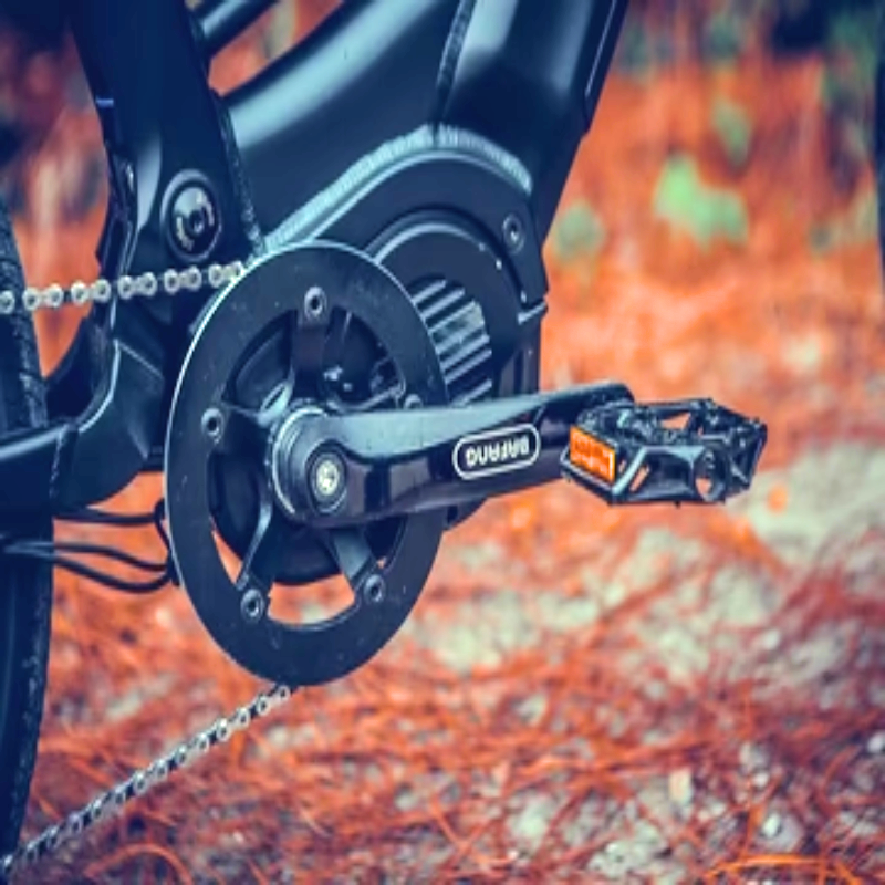 Side view of the BAFANG crankset and pedal system on the SPECTER-ST eBike.