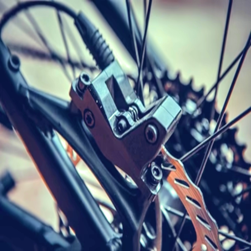 Close-up of the rear disc brake on the SPECTER-ST eBike.