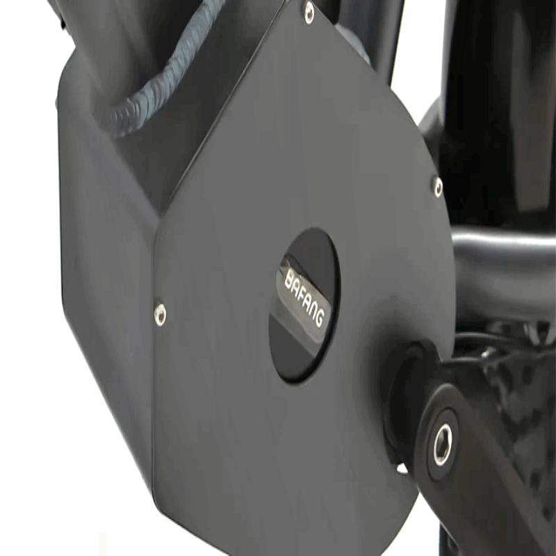 Close-up of the FAT-HD eBike’s integrated battery, showing the secure lock and charging port on the black frame.