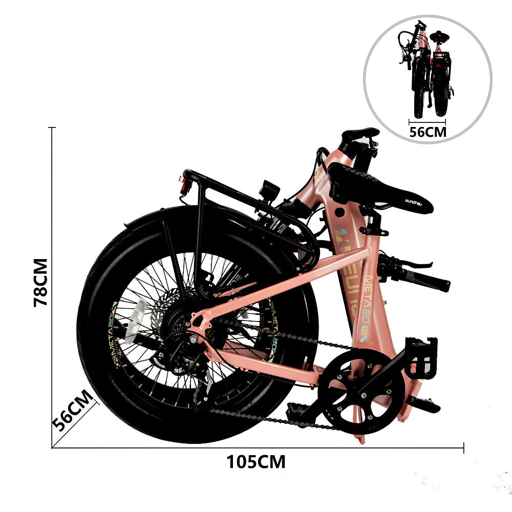 META FOLDABLE 48V 500W HUB MOTOR 20x3 55Nm ELECTRIC BIKE