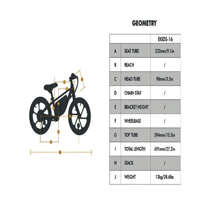 E-Kids 16in Balance E-Bike Fun Adjustable Speed for Young Riders Obsidian